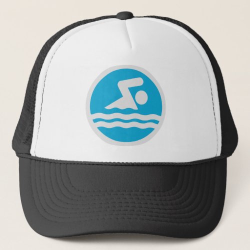 Custom Blue and White Swim Decal Trucker Hat