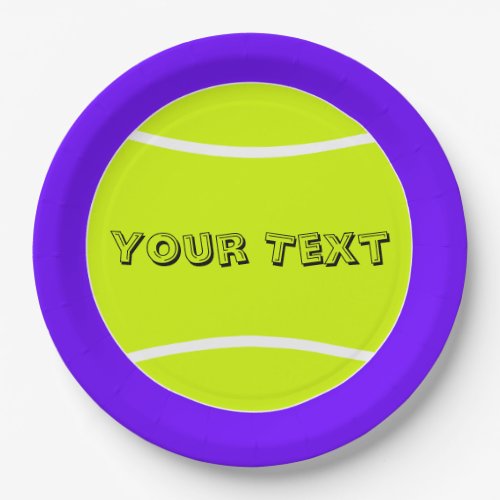 Custom Color & Text Tennis Ball Paper Party Plates