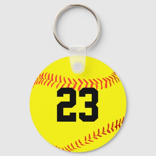 Custom Fastpitch Softball Player Number or Initial Keychain