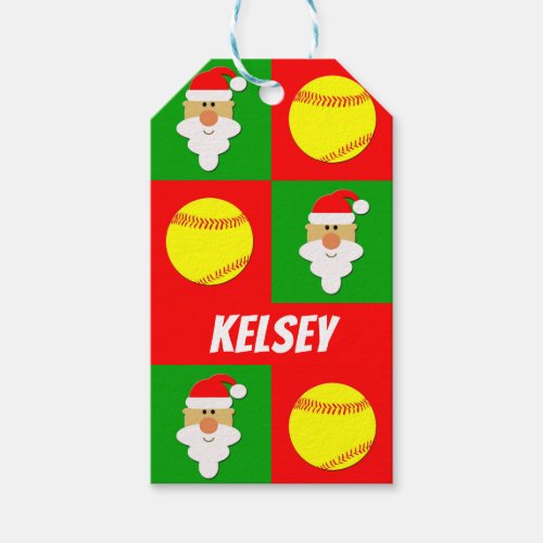 softball christmas gift tag