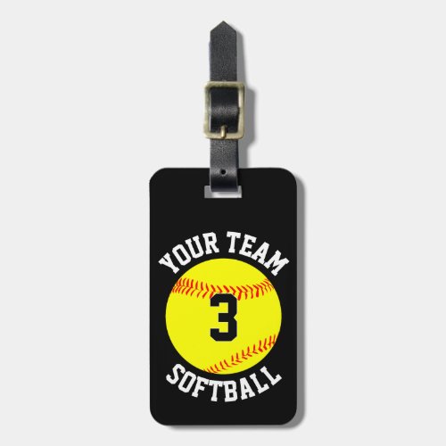Custom Fastpitch Softball Team Name, Player Number Luggage Tag