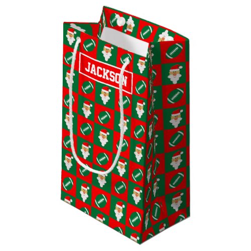 Custom Football Player Name / Text Christmas Santa Small Gift Bag