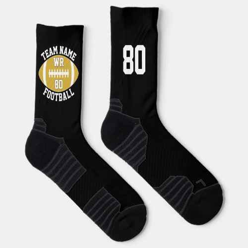 Custom Football Player Team Name and Number Gold Socks