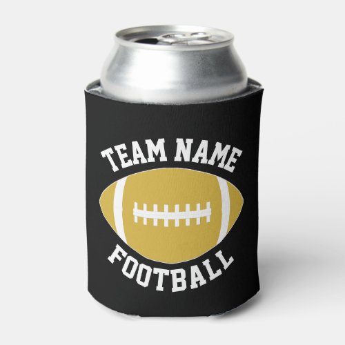 Custom Gold Football Team Name Personalized Text Can Cooler