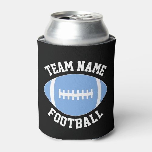 Custom Light Blue Football Team Name Personalized Can Cooler