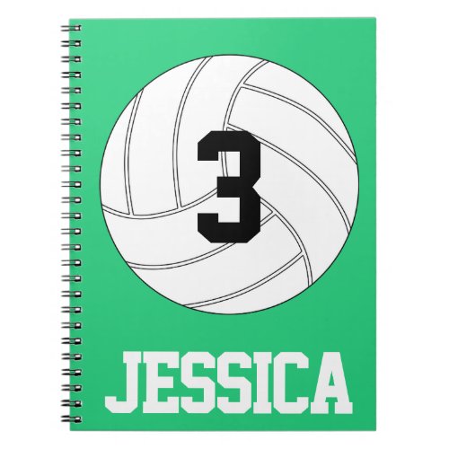 Custom Name, Number and Color Volleyball Notebook
