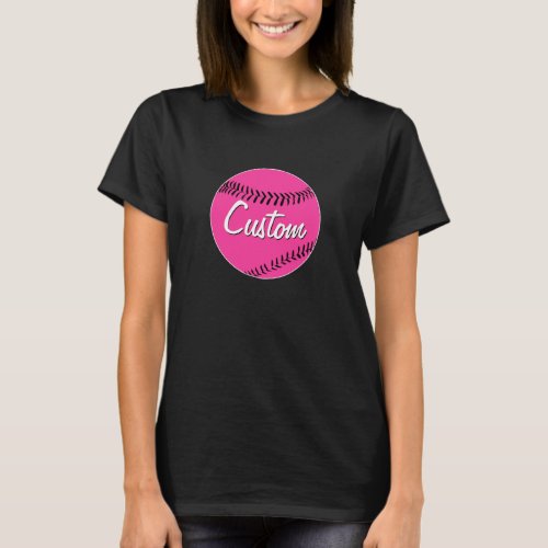 Custom Pink Fastpitch Softball Team Name or Text T-Shirt
