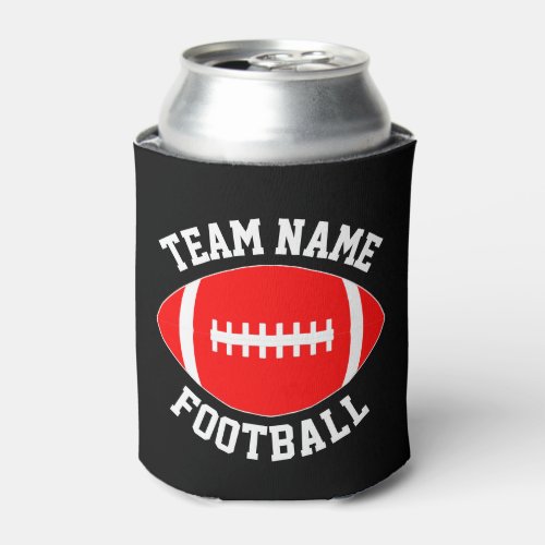 Custom Red Football Team Name or Text Personalized Can Cooler
