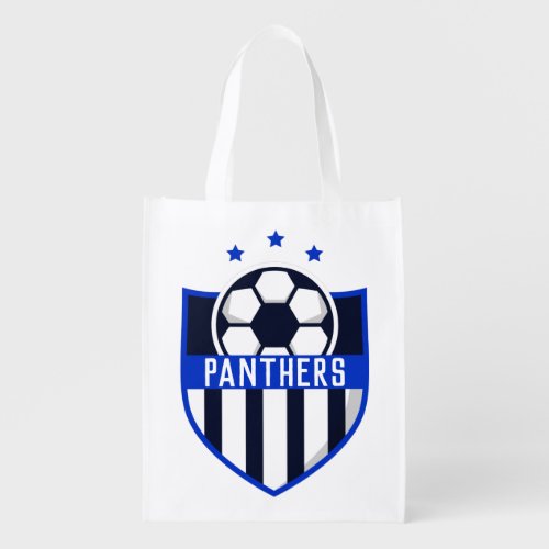 Custom Soccer Shield with Team Name or Text Grocery Bag
