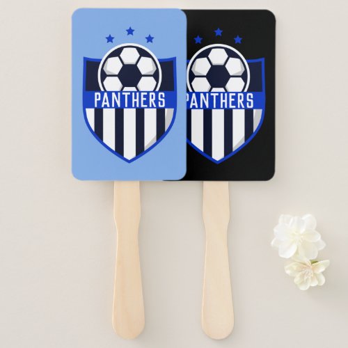 Custom Soccer Shield with Team Name or Text Hand Fan