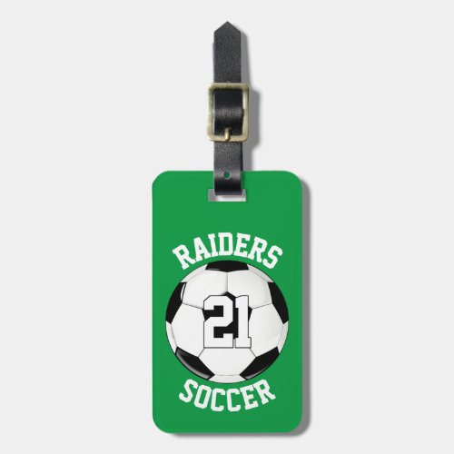 Custom Soccer Team Name, Player Number and Color Luggage Tag