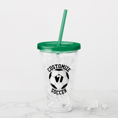 Custom Soccer Team Name & Player Number Sports Acrylic Tumbler