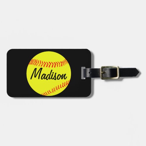 Custom Softball Luggage Tag