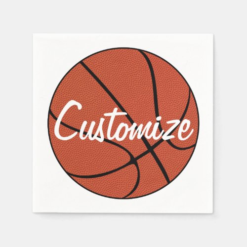 Custom Team Name or Text Basketball Team Party Napkins