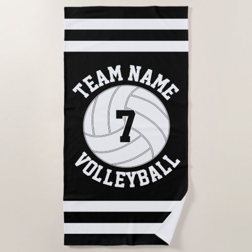 Custom Volleyball Team Name and Player Number Beach Towel