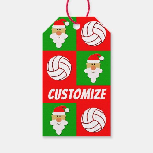 Custom Volleyballs and Santa Clause Christmas Gift Tags