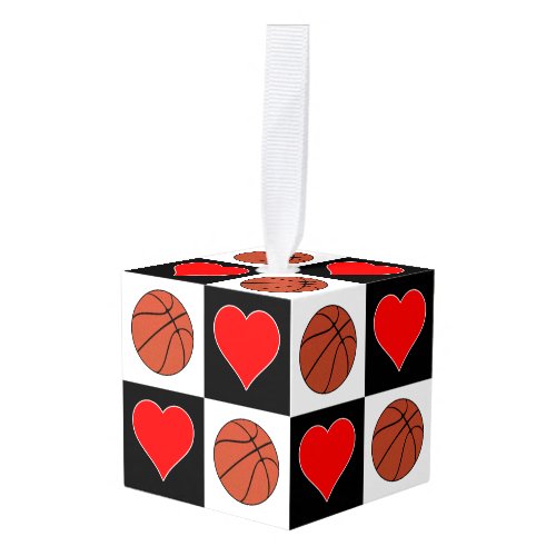 Cute Basketball Player or Coach Christmas Sports Cube Ornament