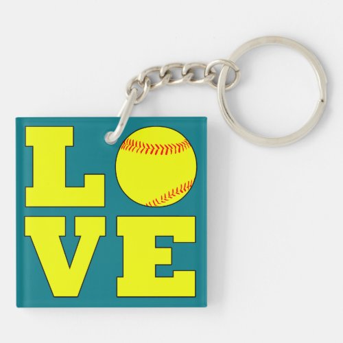 Cute Custom Color Fastpitch Softball Love Keychain