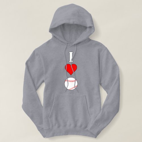 Cute I Love Heart Baseball Womens Sports Hoodie