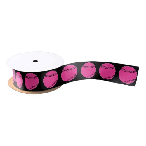Cute Pink Softball Decorative Girls' Gift Wrapping Satin Ribbon