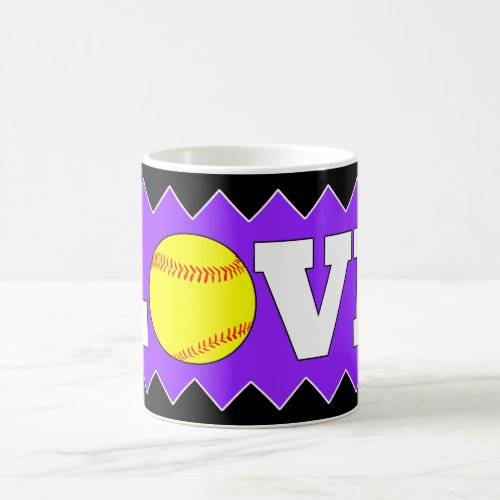 Cute Softball LOVE Custom Color Sports Team Coffee Mug