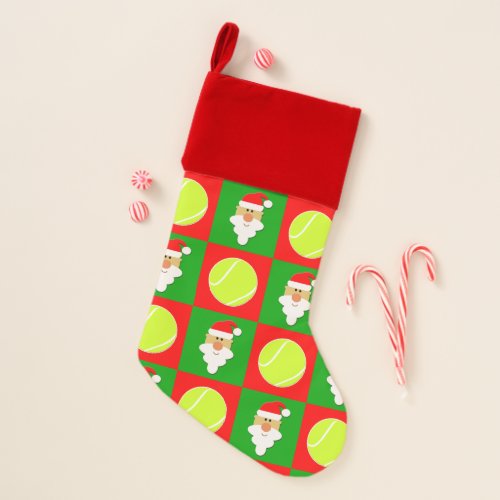 Cute Tennis Balls & Santa Clause Sports Christmas Stocking