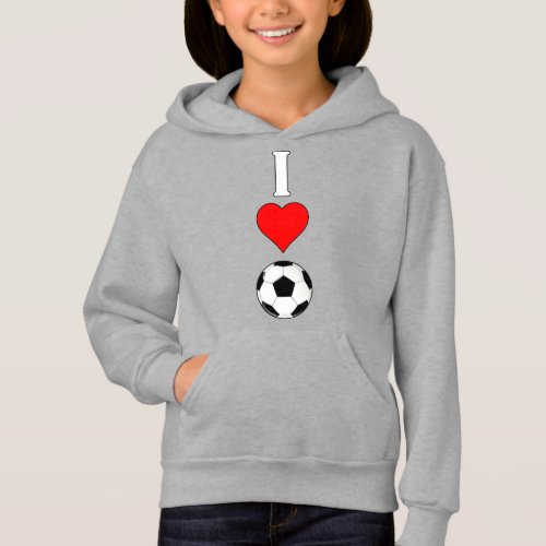 Cute Vertical I Love/Heart Soccer Girls Sports Hoodie