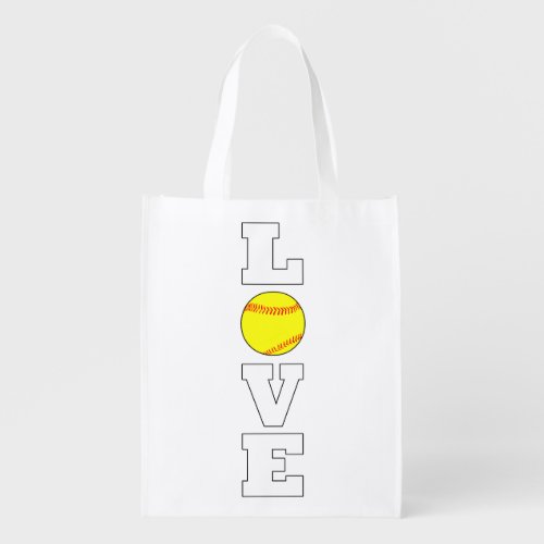 Fastpitch Softball LOVE Player, Coach or Fan Sport Grocery Bag