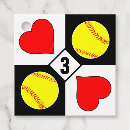 Fastpitch Softball Player Jersey Number or Initial Favor Tags