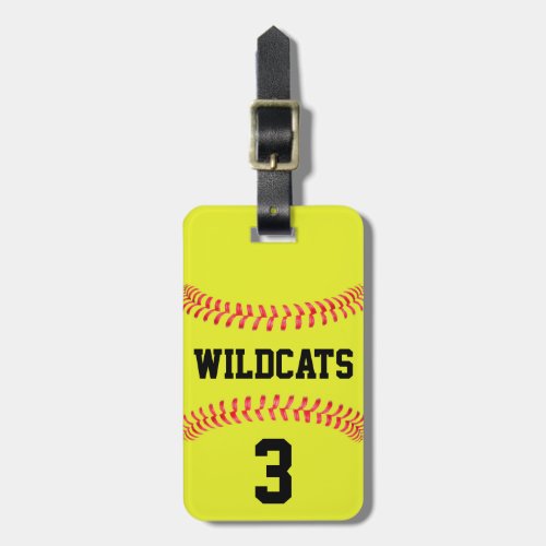 Fastpitch Softball Team Name & Player Number Sport Luggage Tag