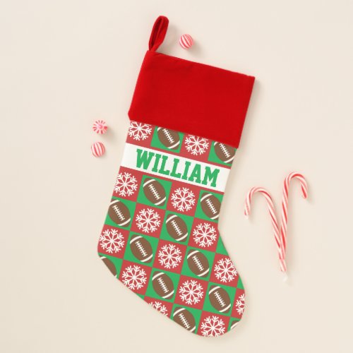 Football Player Custom Name Personalized Sports Christmas Stocking
