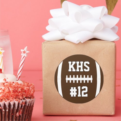 Football Team School Letters and Player Number Classic Round Sticker