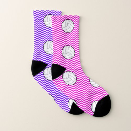 🏐Fun Custom Color Volleyball Player Chevron Socks