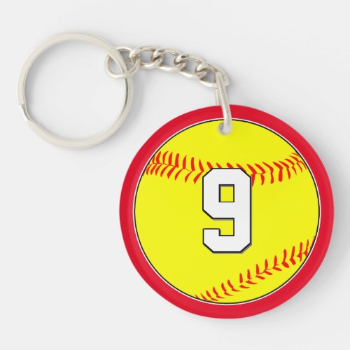 Fun Fastpitch Softball Player Number & Team Colors Keychain