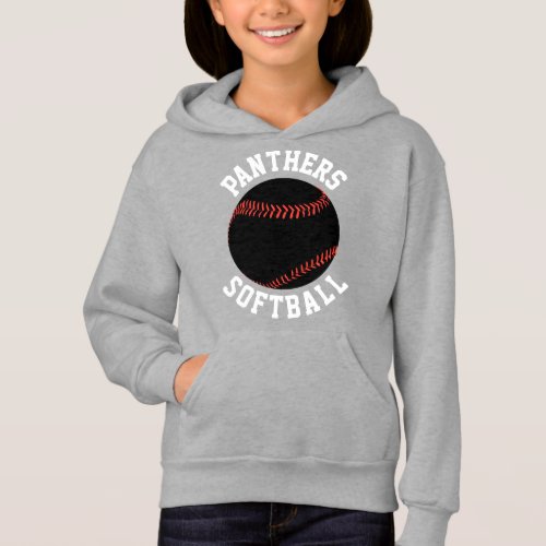 Girls Custom Color Softball Hoodie Sweatshirt