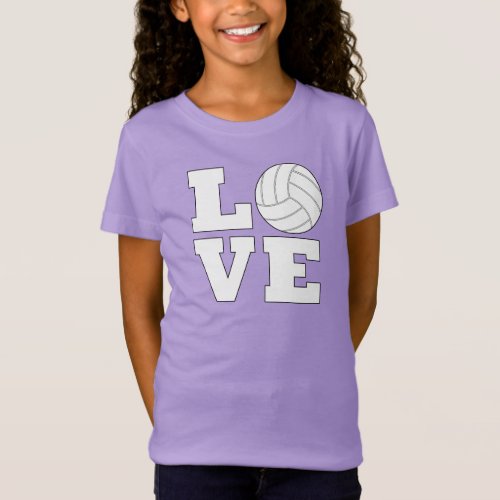 Girls' Cute Volleyball LOVE Sports Player T-Shirt