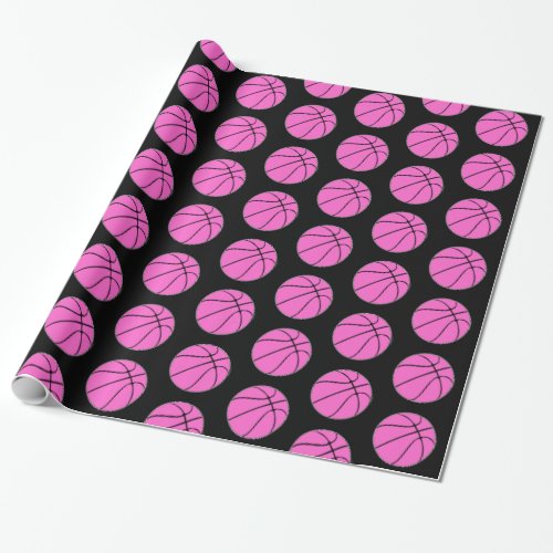 Girls' Pink Basketball Player Sports Wrapping Paper