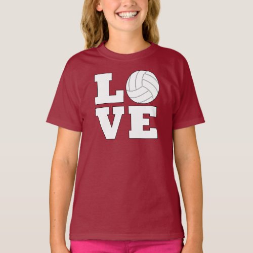 Girls Volleyball LOVE Sports Custom Team Color T-Shirt