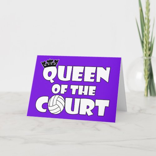Girls Volleyball Queen of the Court Custom Color Thank You Card