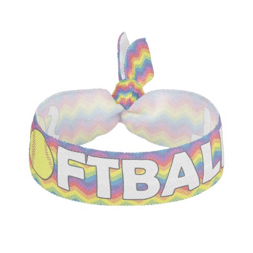 Girly Rainbow Colored Softball Hairtie