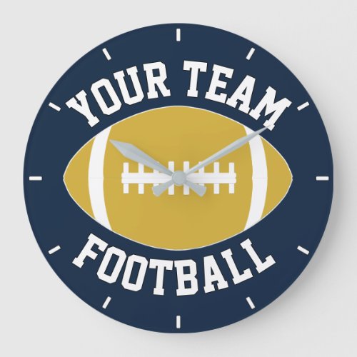 Gold Football Custom Team Name & Color Sports Large Clock