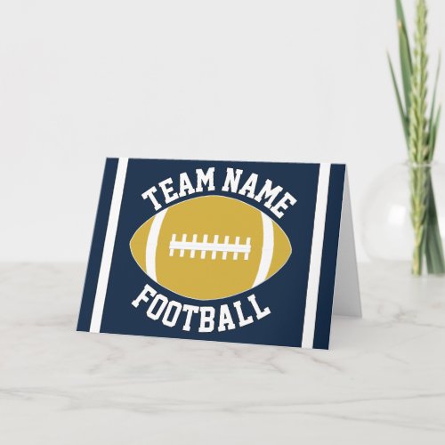 Gold Football Custom Team Name / Text Sports Party Card