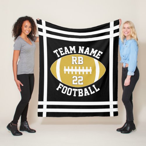 Gold Football Team Name, Player Position & Number Fleece Blanket