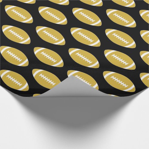 Gold Footballs Pattern Football Player Sports Gift Wrapping Paper