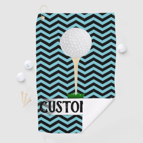 Golfer Custom Text & Color Chevron Golf Towel