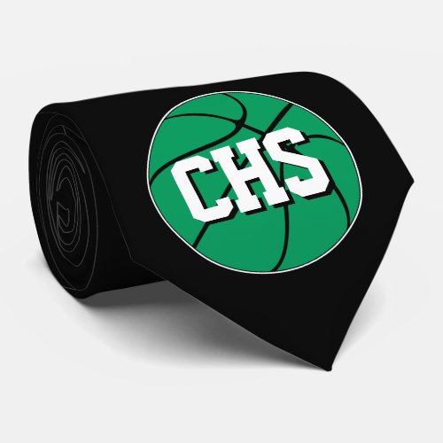 Green Basketball Custom Team Letters or Numbers Neck Tie