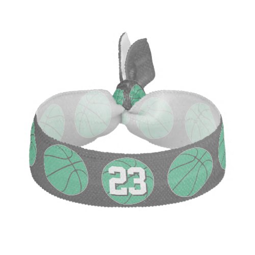 Green Basketball Team Custom Player Jersey Number Elastic Hair Tie