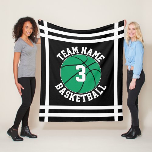 Green Basketball Team Name & Player Number Sports Fleece Blanket
