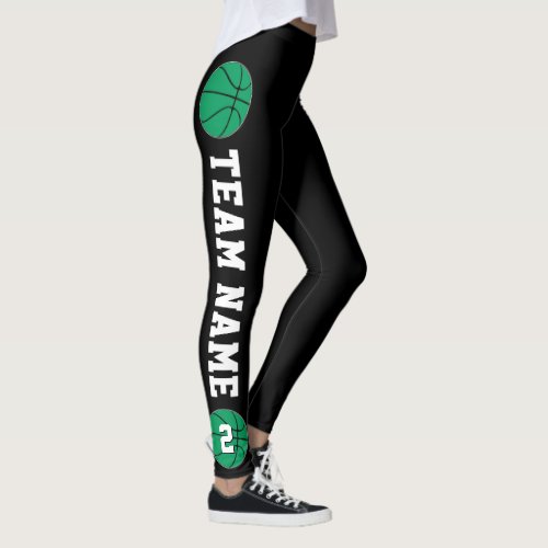 Green Basketball Team Name & Player Number Sports Leggings