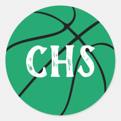 Green Basketball Team Party, Pep Rally or Event Classic Round Sticker